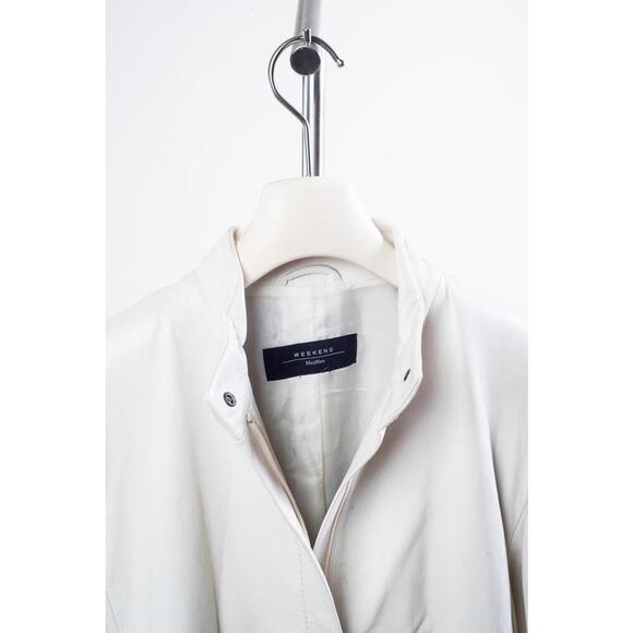 Weekend Max Mara White Leather Funnel Neck Jacket - Picture 3 of 3